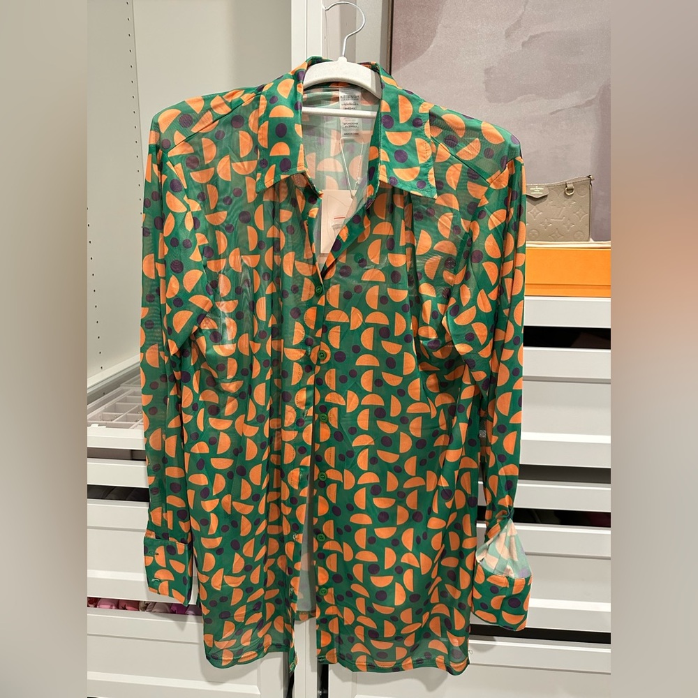 Kittenish button mesh coverup